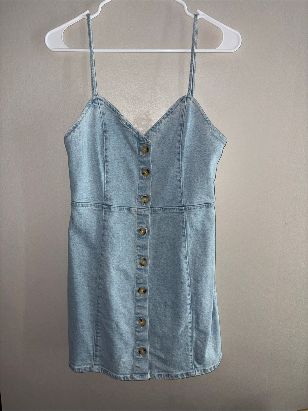 Zara - Light Wash Denim Button-Front Mini Dress - M